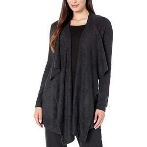 Barefoot Dreams Black Waterfall Open Front Cardigan Sweater